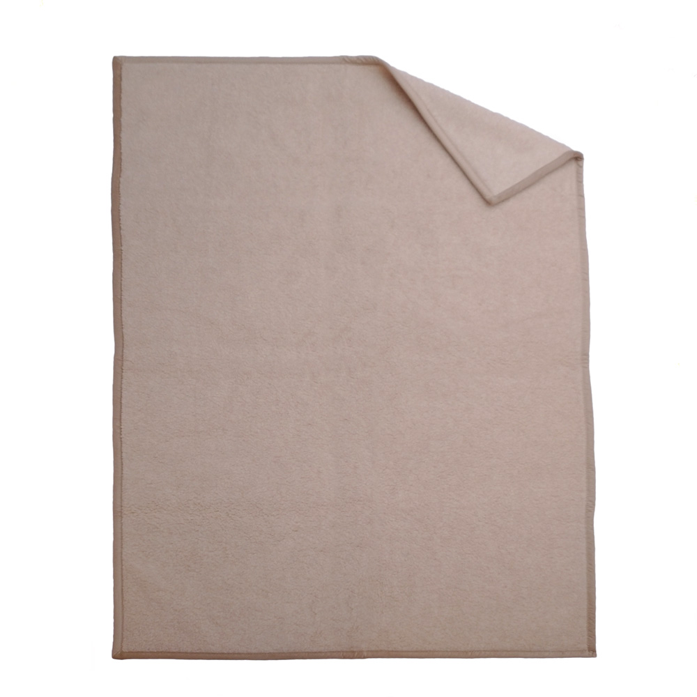 Merino-Wolldecke – Hellbraun – 3 Hellbraune Merino-Wolldecke mit Velourseinfassung