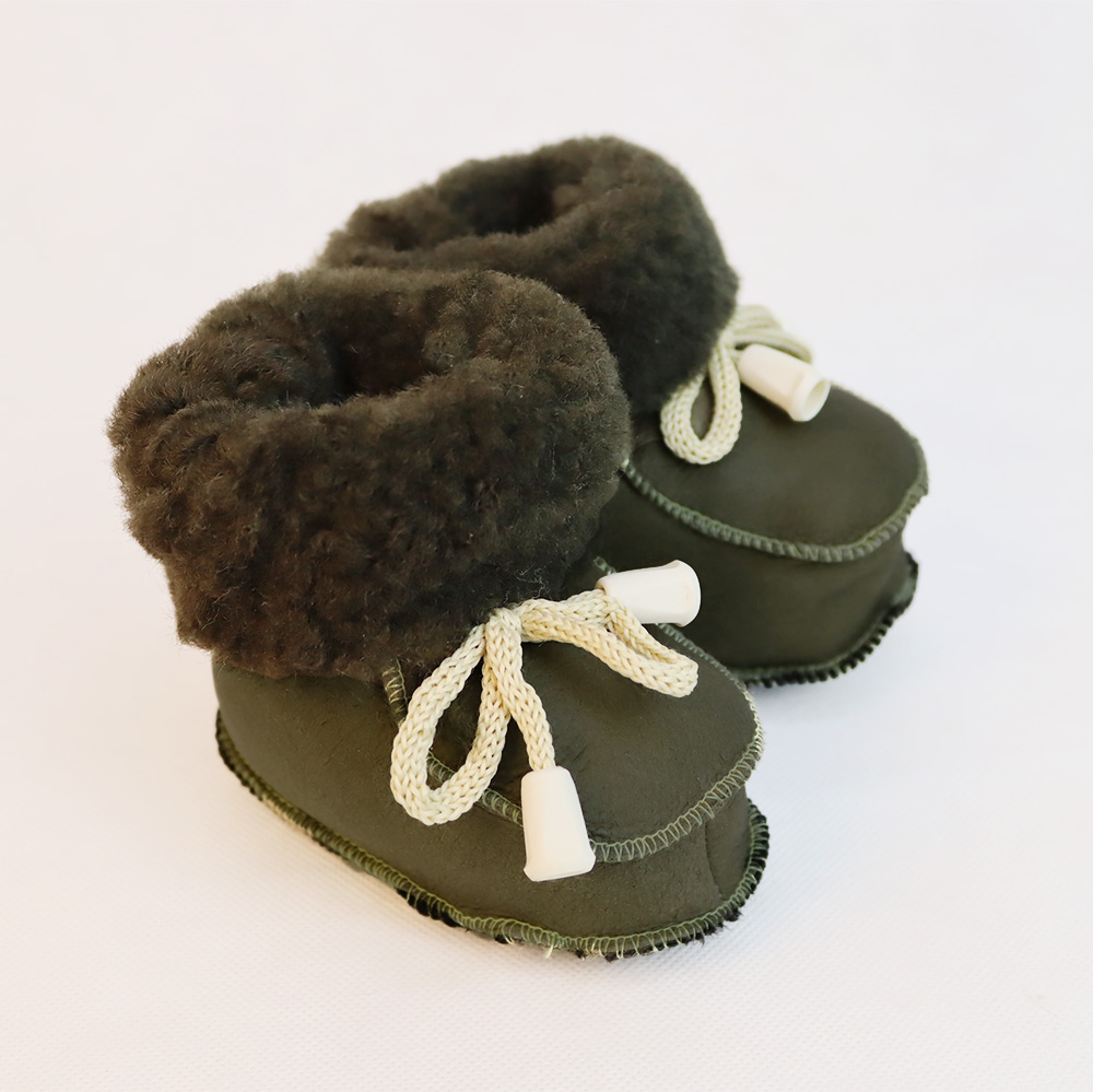 Pelzschuhe für Kinder - khaki