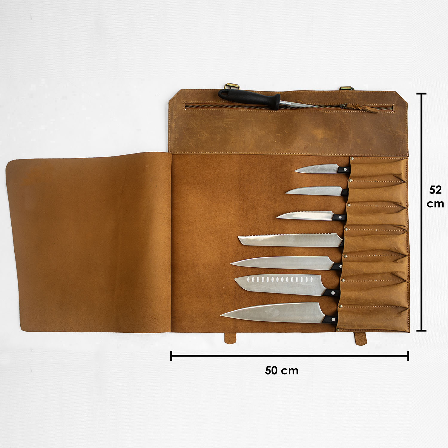Braune Messerrolle Master 761 – Maßaufnahme der Rolle mit 52 × 50 cm Braune Messerrolle Master 761 – Maßaufnahme der Rolle mit 52 × 50 cm